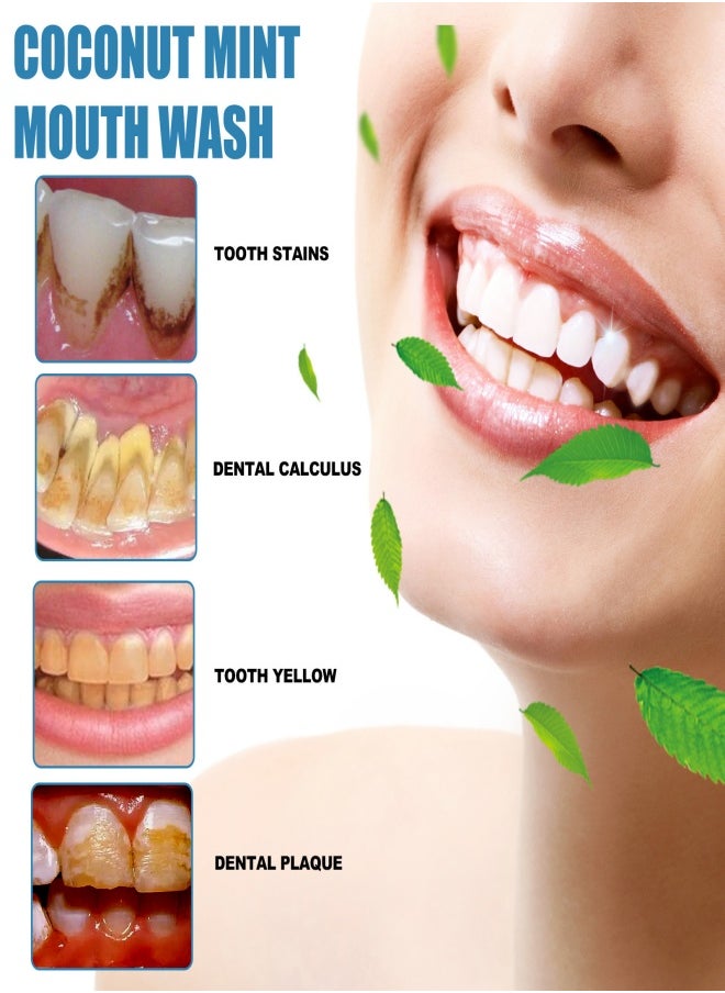 Oralhoe Mouthwash (100ml) with Coconut Oil and Peppermint Oil, with Tongue Scraper in Box - Natural, alcohol-free mouthwash for fresh breath, whitening teeth, healthier teeth and gums