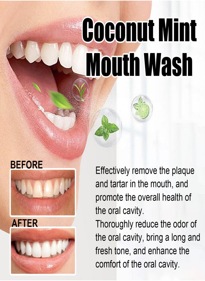 Oralhoe Mouthwash (100ml) with Coconut Oil and Peppermint Oil, with Tongue Scraper in Box - Natural, alcohol-free mouthwash for fresh breath, whitening teeth, healthier teeth and gums