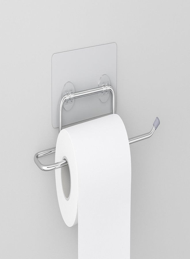 TORO Adhesive Wall Mounted Rustproof Stainless Steel Toilet Paper Holder Self Adhesive/Toilet Paper Roll Holder/Tissue Paper Roll Holder for Bathroom (Silver, Pack 01) - Image 1
