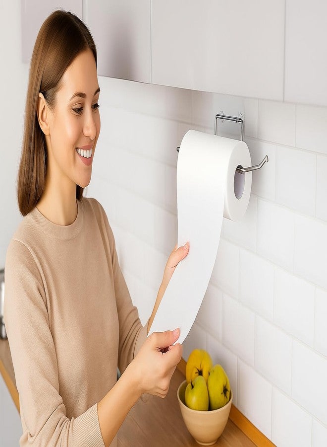 TORO Adhesive Wall Mounted Rustproof Stainless Steel Toilet Paper Holder Self Adhesive/Toilet Paper Roll Holder/Tissue Paper Roll Holder for Bathroom (Silver, Pack 01) - Image 4
