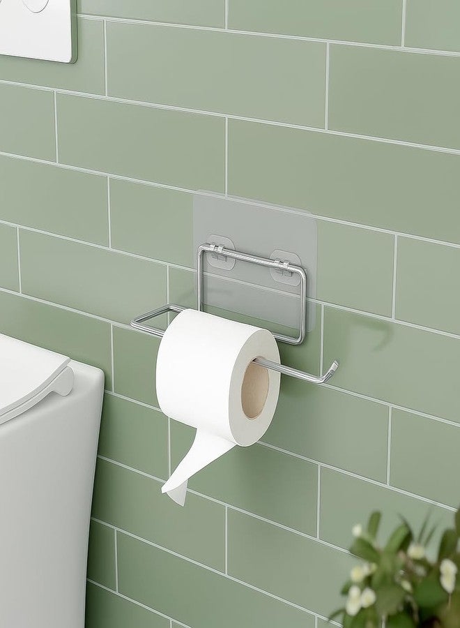 TORO Adhesive Wall Mounted Rustproof Stainless Steel Toilet Paper Holder Self Adhesive/Toilet Paper Roll Holder/Tissue Paper Roll Holder for Bathroom (Silver, Pack 01) - Image 3