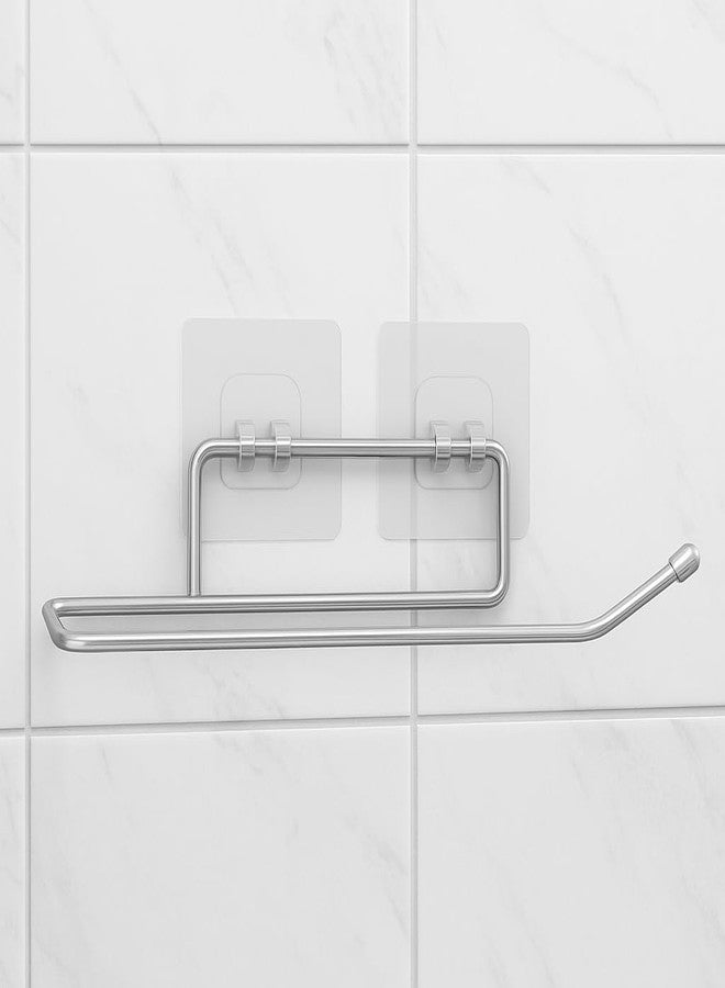 TORO Adhesive Wall Mounted Rustproof Stainless Steel Toilet Paper Holder Self Adhesive/Toilet Paper Roll Holder/Tissue Paper Roll Holder for Bathroom (Silver, Pack 01) - Image 2
