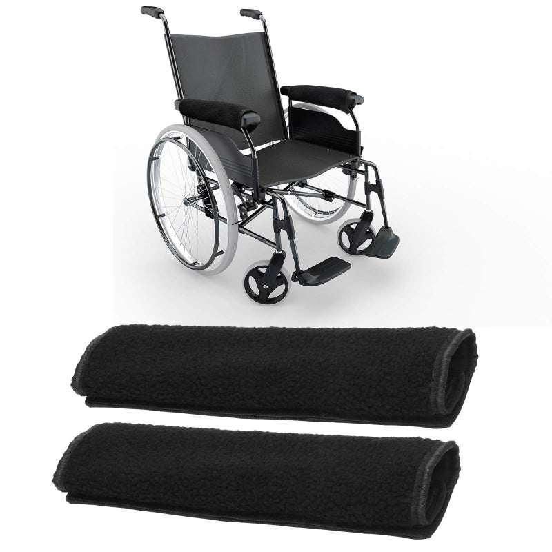 AHIER Wheelchair Armrest Pads 2PCS Sheepskin Fleece Wheelchair Armrest Covers Non Slip Arm Rest Cover Cushion pad for Wheelchairs