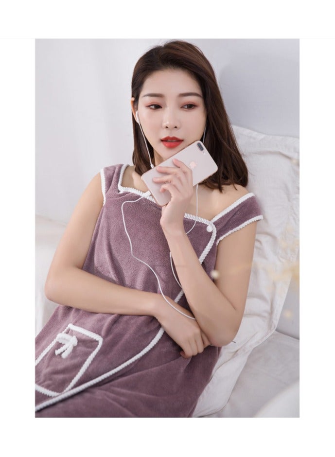 Wearable Coral Fleece Soft Absorbent Bath Skirt - Image 4