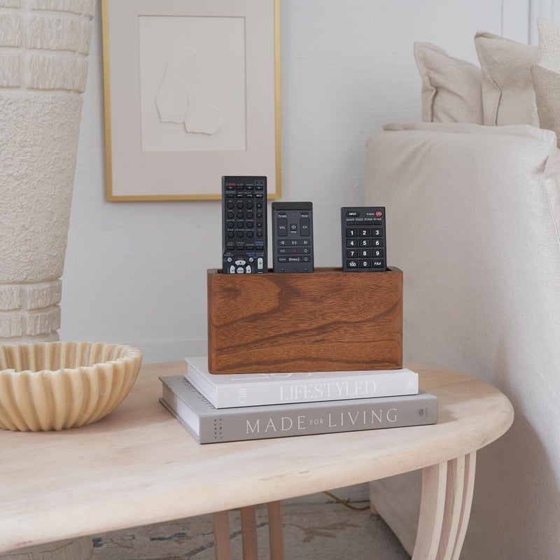 KIBAGA Premium Wooden Remote Control Holder - Easy Install Adhesive Wall Mount Caddy Keeps 3-4 TV Remotes Neatly Organized - Stylish Natural Wood Organizer is Perfect for Any Bed Or Living Room Wall - Image 5