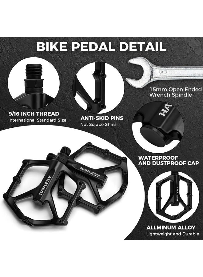 Hapleby Mountain Bike Pedals 3 Bearing Non-Slip Lightweight Bicycle Platform Pedals for BMX MTB 9/16" - Image 2