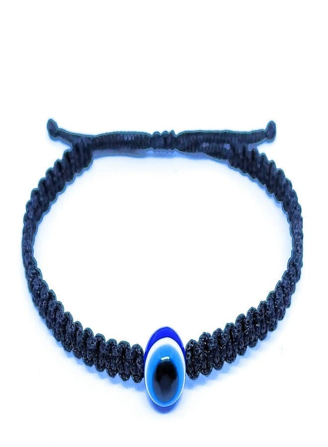 Jewel string Macrame Cord and Resin and Evil Eye Evil Eye Adjustable Wrist Bracelet for Unisex (Black) - Image 1