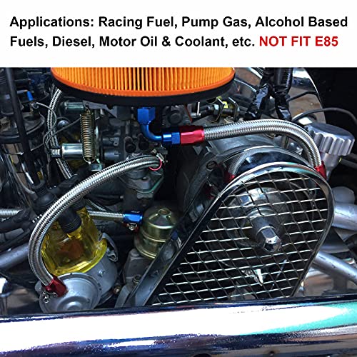 MOJTBE 20FT 6AN Fuel Line Hose AN6 3/8" Silver Stainless Steel Braided Universal CPE Tube Oil Fuel Gas Hose - Image 4