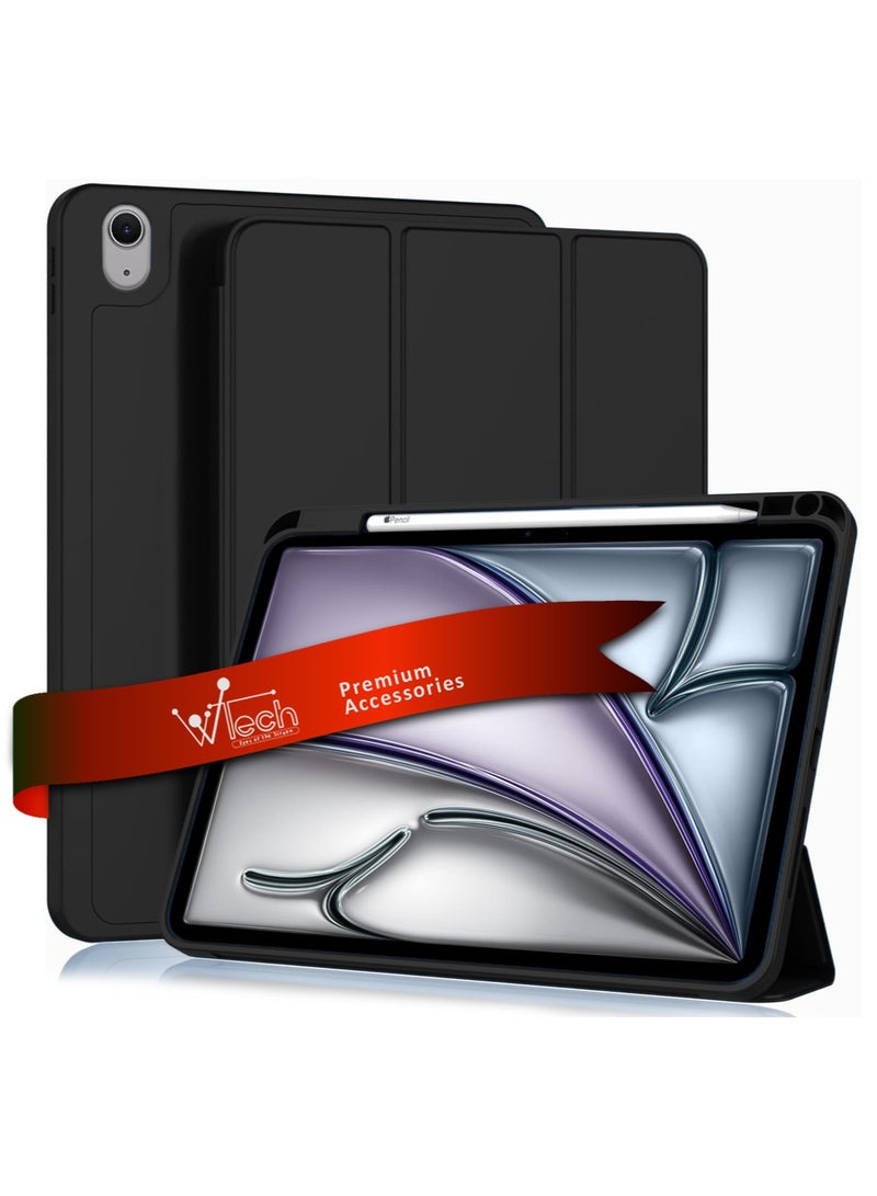 دبليو تيك آبل آيباد آير 11 (آيباد آير 6) الجيل الخامس 2024 (الجيل السادس) 11 بوصة / آبل آيباد آير 11 بوصة (M3) 2025 غطاء ذكي مع فتح/إغلاق تلقائي وملمس جلدي وحامل قلم - أسود - Image 1