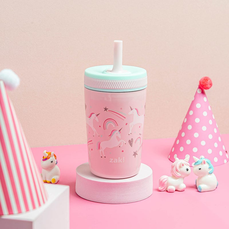 Zak Designs Kelso Toddler Cups For Travel or At Home, 12oz Vacuum Insulated Stainless Steel Sippy Cup With Leak-Proof Design is Perfect For Kids (Fanciful Unicorn) - Image 2