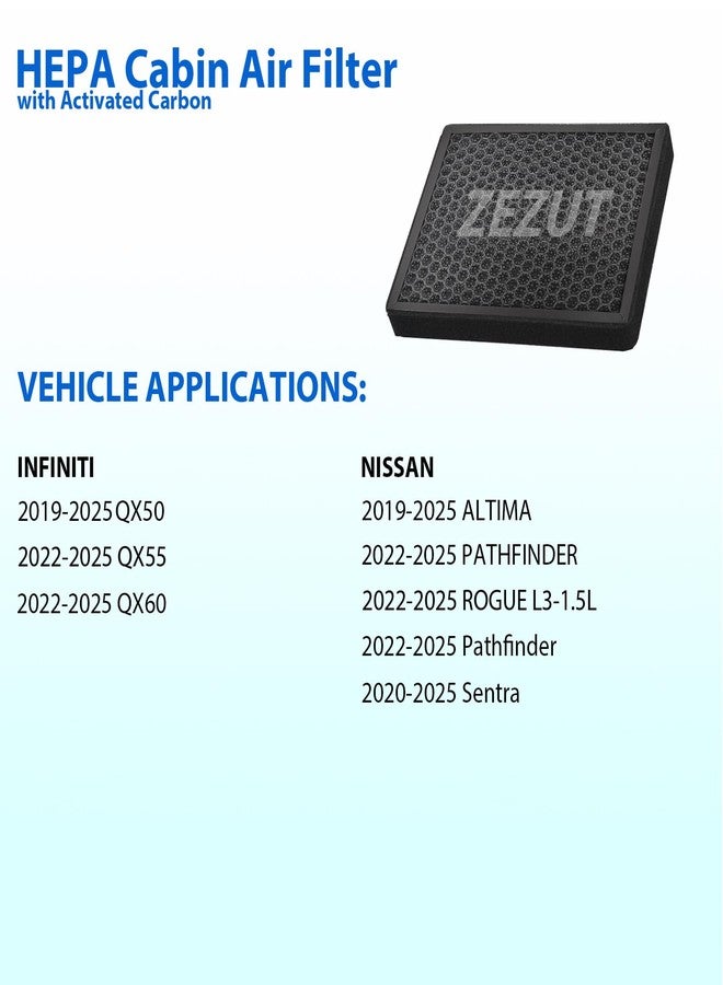 ZEZUT Cabin Air Filter CF12552 Compatible with Nissan Altima 2019-2023, Infiniti QX60 2022-2023, QX50 2019-2023, QX55 2022-2023, Honeycomb Structured and Activated Carbon Beads, Durable and sturdy - Image 2