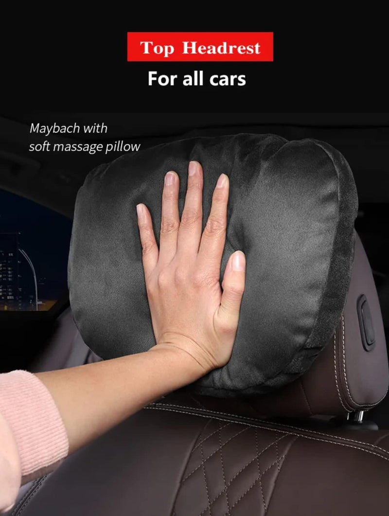24x7 eMall 2pc Universal Car Soft Pillow Compatible with Mercedes Benz Maybach and All Other Cars Premium Suede Material Luxurious Headrest Ultra S Class Type Cushion Pack of 2 (Black) - Image 2