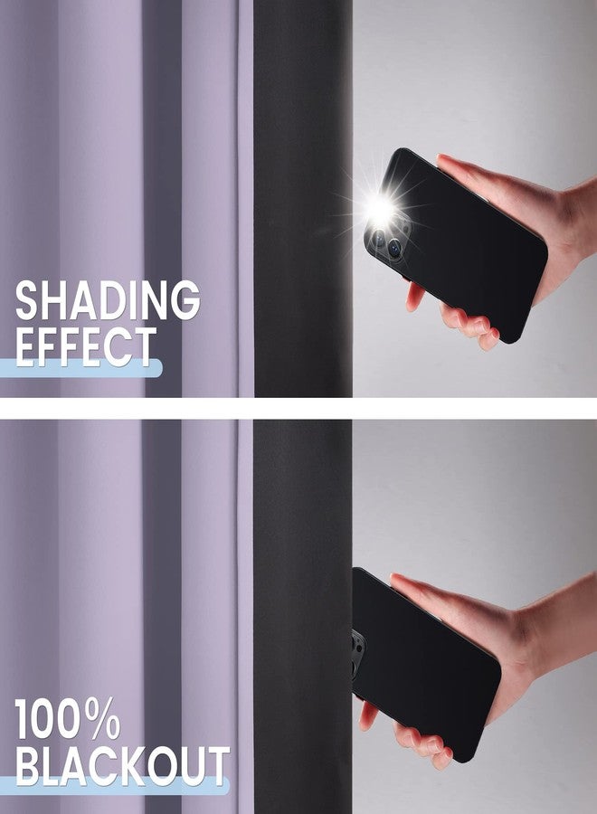 SimpleHome 100% Blackout Curtains for Bedroom,Thermal Insulated Grommet Window Drapes Room Darkening Lilac Curtains for Living Room with Black Back,52 x 84 Inch,2 Panels - Image 3