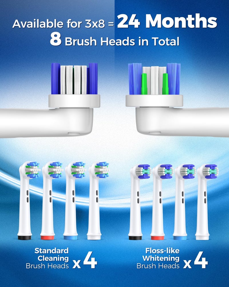 TEETHEORY Rotating Electric Toothbrush for Adults with 8 Brush Heads (2 Types), 4 Modes Deep Clean Electric Toothbrush with Rechargeable Power and 2 Min Smart Timer (6-Purple, p1) - Image 3