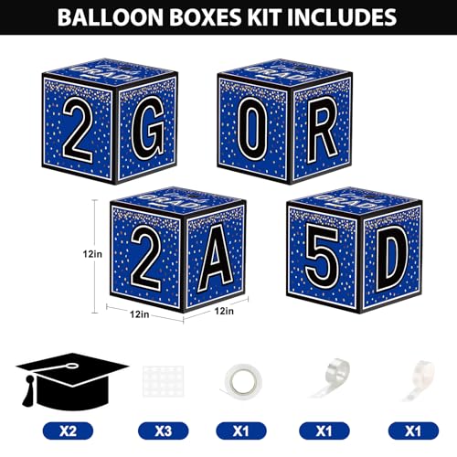 Labrostar Graduation Decorations 2025 Graduation Party Decorations Set of 4 Boxes with 144pcs Balloons Arch Garland Kit Party Supplies for Any Grades Blue - Image 3