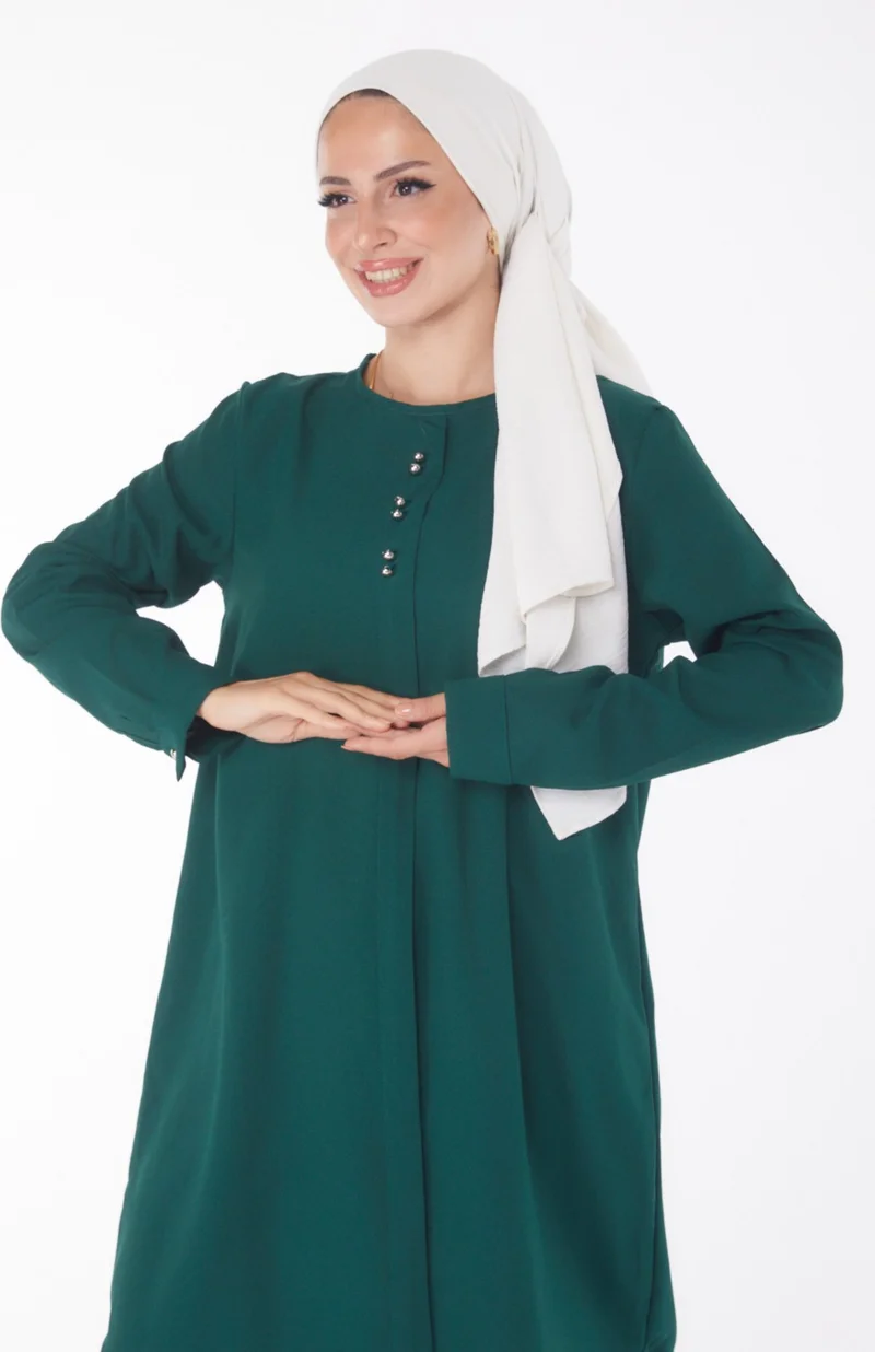 Tofisa Plain Crew Neck Women's Green Tunic Pants - 13122