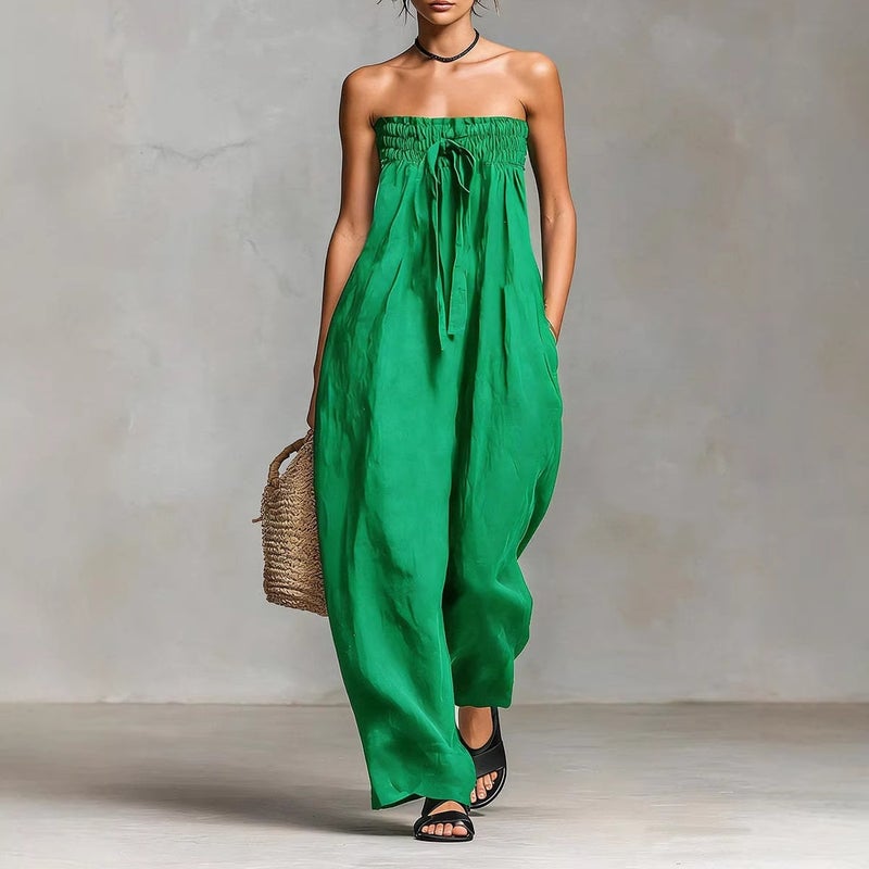 Women's Strapless Tie-Front Printed Jumpsuit - Image 2