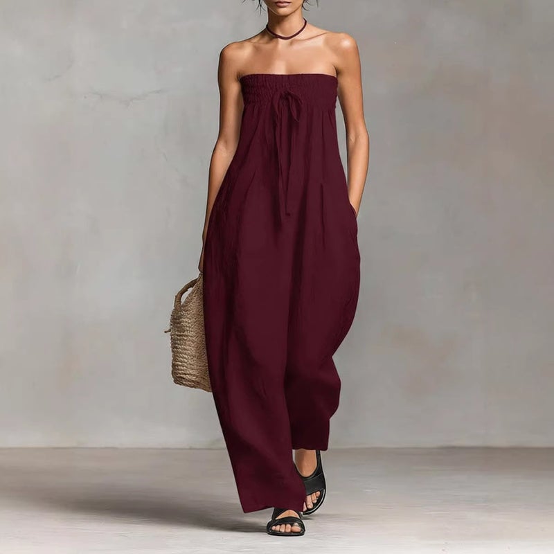 Women's Strapless Tie-Front Printed Jumpsuit - Image 3