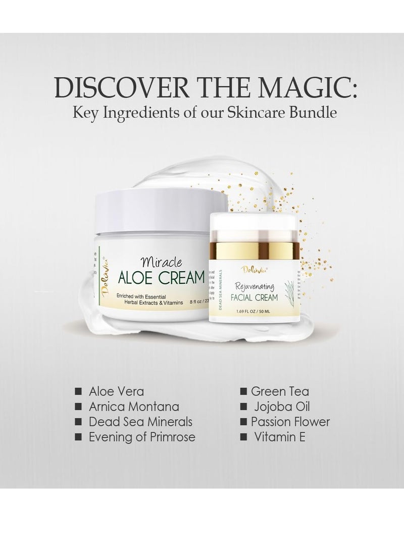 deluvia Ultimate Aloe Skincare Bundle – Miracle Aloe Cream 8 oz and Rejuvenating Face Cream 2 oz - Image 2