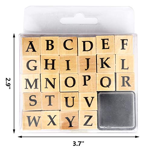 Miayon Wooden Rubber Stamps, Miayon 52Pcs Vintage Wood Letter Stamps Alphabet Stamps for Card Making DIY Craft Scrapbooking - Image 2
