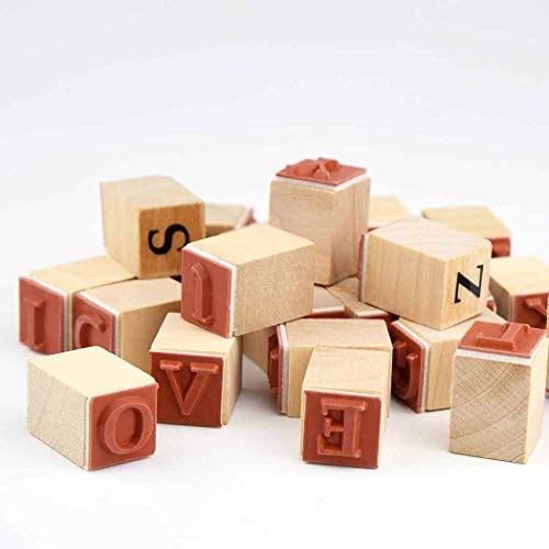 Miayon Wooden Rubber Stamps, Miayon 52Pcs Vintage Wood Letter Stamps Alphabet Stamps for Card Making DIY Craft Scrapbooking - Image 4