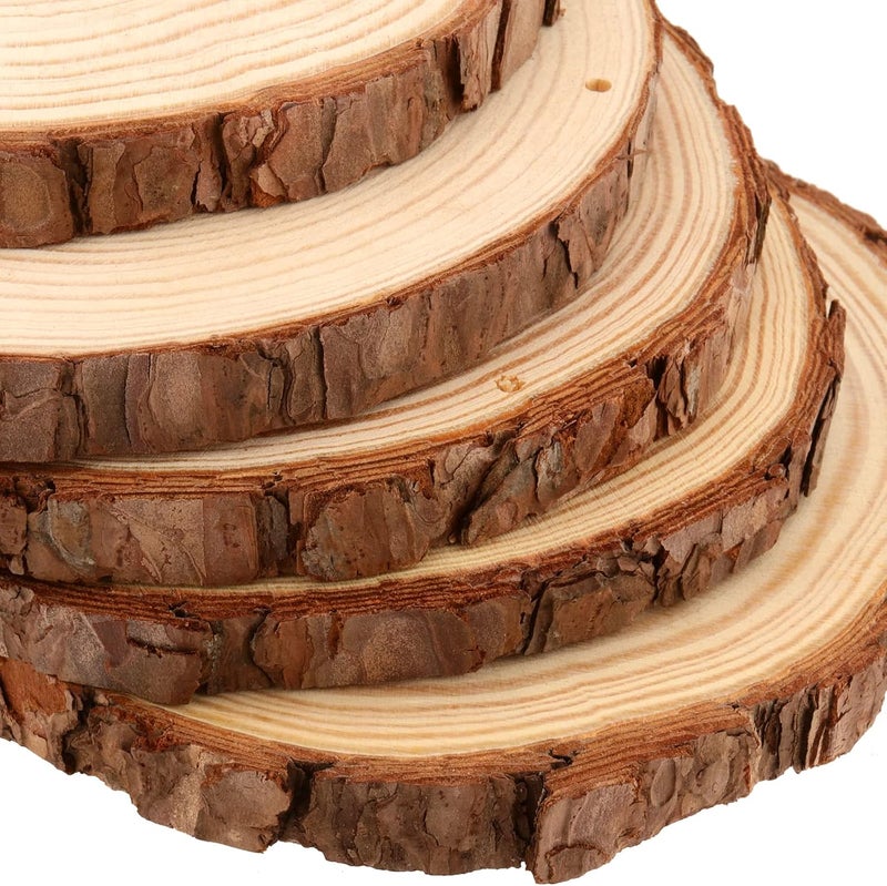 MANCHAP 10 PCS 677 Inch Drilled Wood Slices with Hole Unfinished Predrilled Wooden Circles with Hanging String Round Log Discs Slices for Crafts Painting Home Decor - Image 3