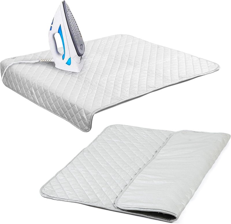 Houseables Magnetic Ironing Mat, Portable Iron Board, Heat Resistant Tabletop Pad, 36"x30", Gray, Quilted, Dryer Top Cover for Irons, Steaming, Pressing, Quilting, Travel, Space Saving, Laundry Room - Image 1
