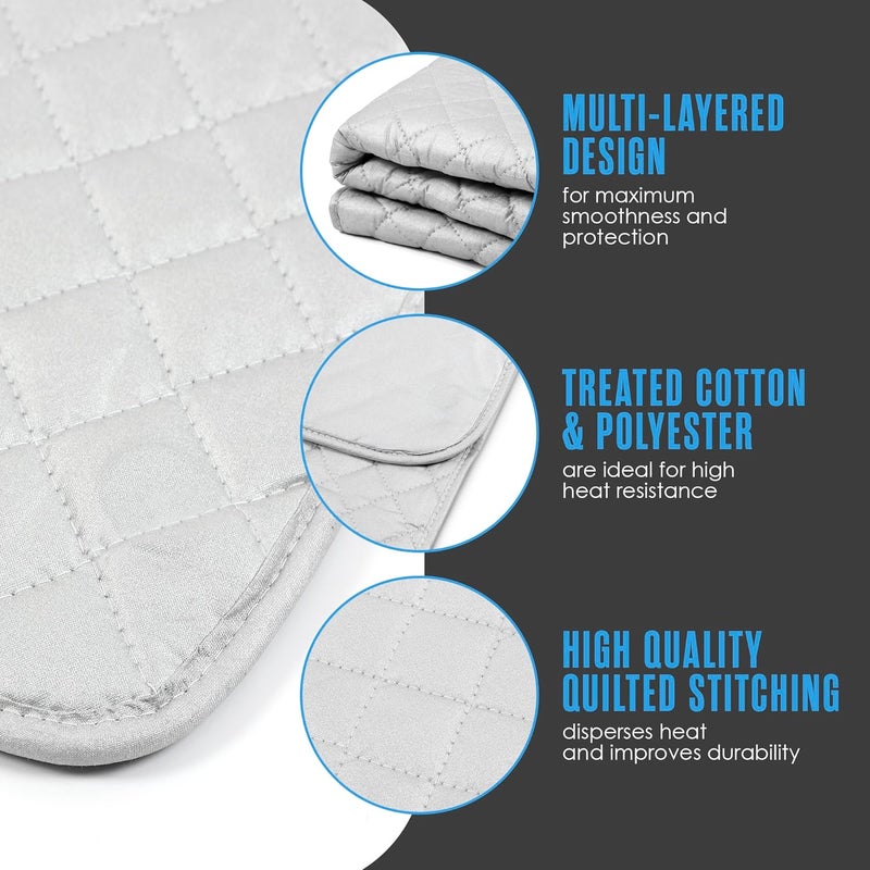 Houseables Magnetic Ironing Mat, Portable Iron Board, Heat Resistant Tabletop Pad, 36"x30", Gray, Quilted, Dryer Top Cover for Irons, Steaming, Pressing, Quilting, Travel, Space Saving, Laundry Room - Image 3