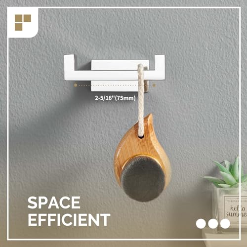 Angle Simple Bathroom Towel Hook, SUS 304 Stainless Steel Hand Towel Double Hook for Wall, Robe Coat Holder, Polished Chrome - Image 3