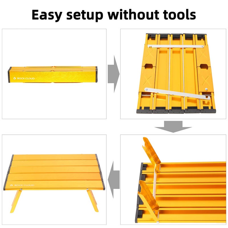 Rock Cloud Portable Beach Table Aluminum Ultralight Folding Camping Table, Yellow - Image 3