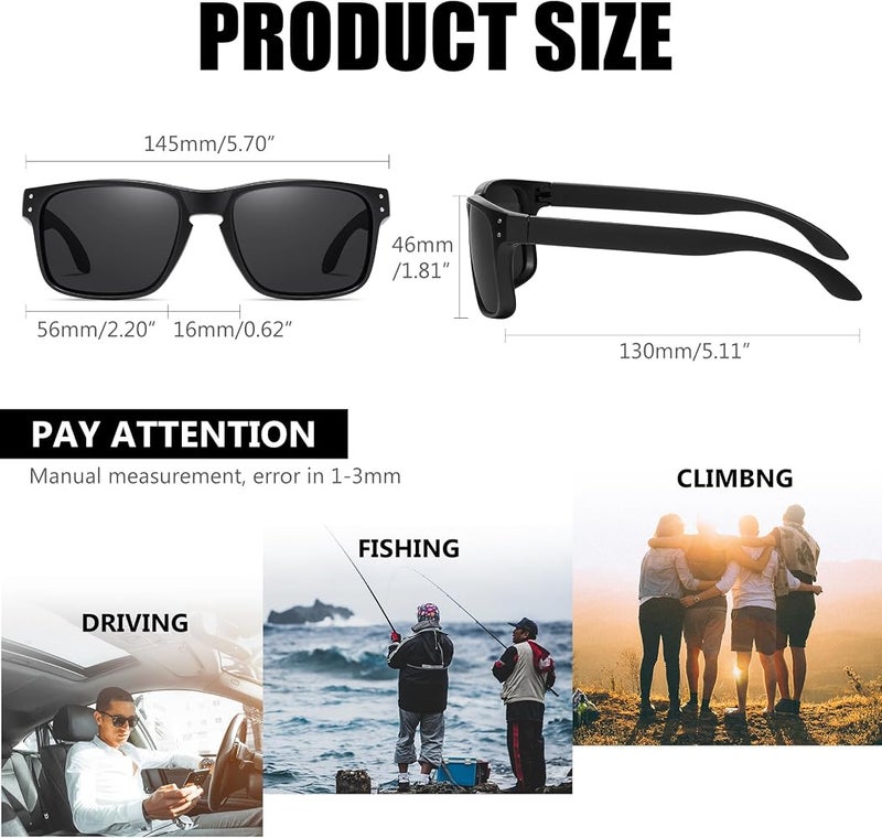 KANASTAL Polarized Sunglasses Men Women Square Sunglasses UV400 Fashion Fishing Sun Glasses Classic Trendy Shades - Image 3