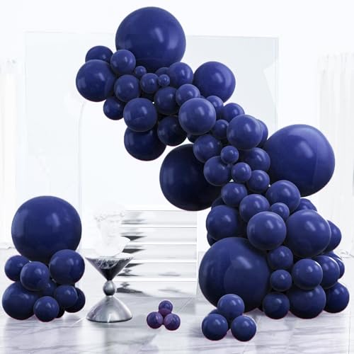 PartyWoo Navy Blue Balloons 120pcs Different Sizes of 18 12 10 5 Inch Dark Blue Balloon Arch Kit Garland for Graduation Wedding Sports Baby Shower Birthday Bachelorette Party Decorations BlueZ90 - Image 1