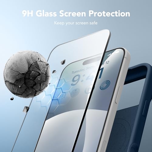 GONEZ Magnetic for iPhone 17 Pro Case, [Compatible with MagSafe] Anti-Scratch Microfiber Lining & Screen Protector, Silicone Camera Control, Shockproof Slim Phone Cover 6.3 inch, Dark Blue - Image 4