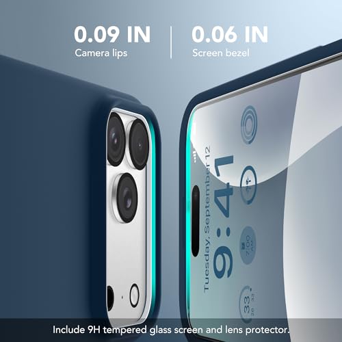 GONEZ Magnetic for iPhone 17 Pro Case, [Compatible with MagSafe] Anti-Scratch Microfiber Lining & Screen Protector, Silicone Camera Control, Shockproof Slim Phone Cover 6.3 inch, Dark Blue - Image 5