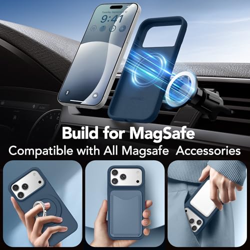 GONEZ Magnetic for iPhone 17 Pro Case, [Compatible with MagSafe] Anti-Scratch Microfiber Lining & Screen Protector, Silicone Camera Control, Shockproof Slim Phone Cover 6.3 inch, Dark Blue - Image 3