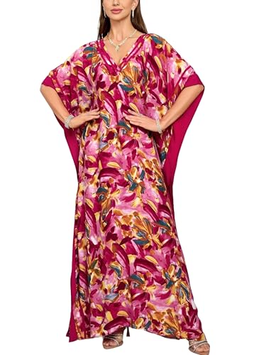 KECVOT Kaftan Dresses for Women V-Neck Print Swimsuit Cover Up Plus Size Beach Caftan Lounge Dress - Image 1