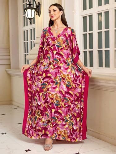 KECVOT Kaftan Dresses for Women V-Neck Print Swimsuit Cover Up Plus Size Beach Caftan Lounge Dress - Image 2
