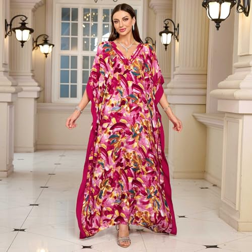 KECVOT Kaftan Dresses for Women V-Neck Print Swimsuit Cover Up Plus Size Beach Caftan Lounge Dress - Image 3