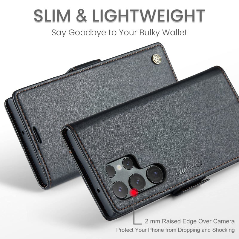 SINIANL Samsung Galaxy S23 Ultra Wallet Case with RFID Blocking, Samsung S23 Ultra Case Wallet for Women Men Card Holder Magnetic Clasp Kickstand Leather Book Folio Case for Galaxy S23 Ultra Black - Image 5