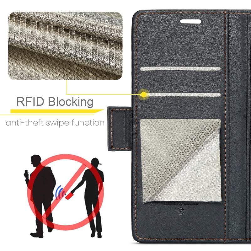 SINIANL Samsung Galaxy S23 Ultra Wallet Case with RFID Blocking, Samsung S23 Ultra Case Wallet for Women Men Card Holder Magnetic Clasp Kickstand Leather Book Folio Case for Galaxy S23 Ultra Black - Image 2