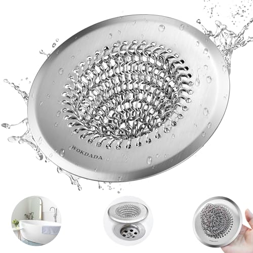Wokdada Bathtub Drain Hair Catcher, Fast Drainage Shower Drain Hair Catcher, Reversible 304 Stainless Steel Drain Protector for Pop-Up and Regular Drains of Bathroom(Patented Product) - Image 1
