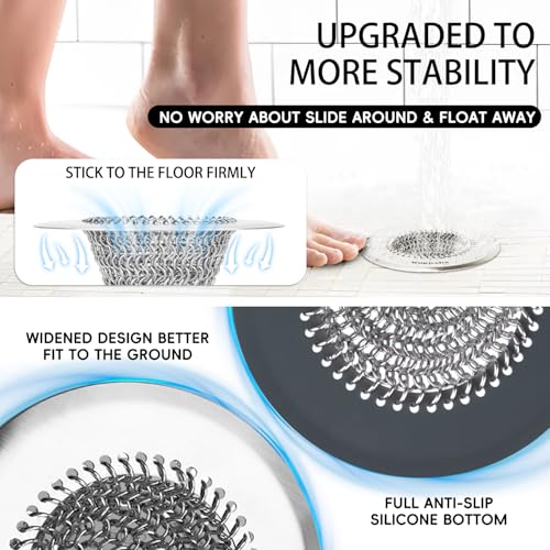Wokdada Bathtub Drain Hair Catcher, Fast Drainage Shower Drain Hair Catcher, Reversible 304 Stainless Steel Drain Protector for Pop-Up and Regular Drains of Bathroom(Patented Product) - Image 5