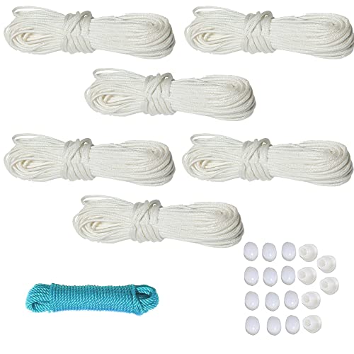 SAI PRASEEDA Rust Proof Stainless Steel Ceiling Clothes Hanger_Cloth Drying Hanging Stand for Balcony_Individual Dropdown Railers_Nylon Ropes_5 Feet X 6 Pipes with A Cloth Hanging Rope PHCS3 - Image 5