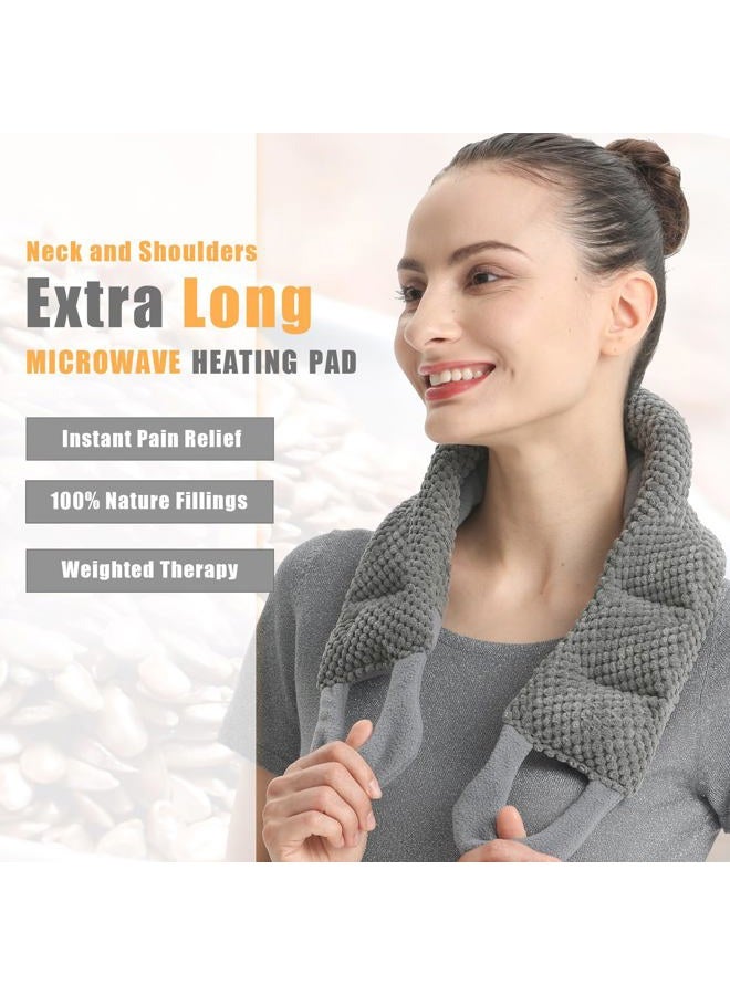 UNCN Long Heating pad for Neck and Shoulders Back 33 * 5.9" microwavable Large Moist Heat Pack Warm hot Compress Neck wrap Weighted Bag Massage Reusable Herbal Nature Calming Portable - Image 2