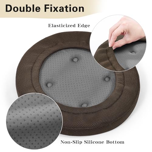 baibu Bar Stool Cushions, Super Breathable Round Bar Stool Cover Seat Cushion Brown 12" - One Cushion Only - Image 4