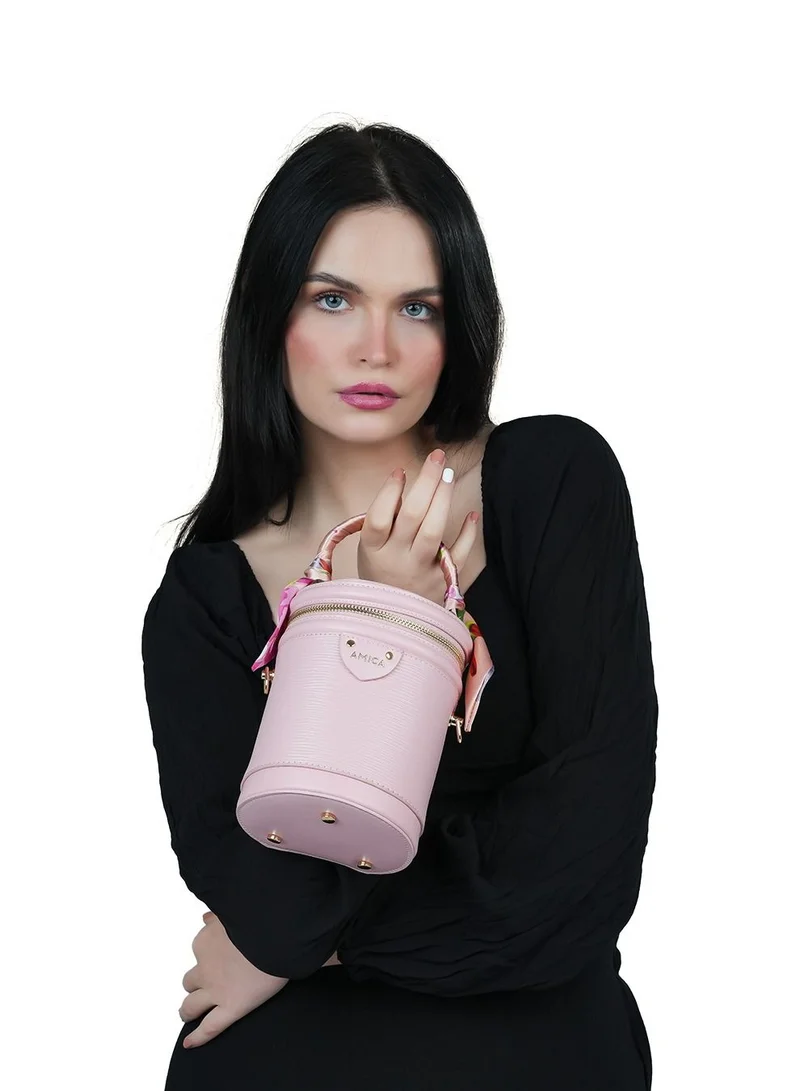 AMICA Celeste Women's Cylindrical Shaped Mini Crossbody Bag-Pink