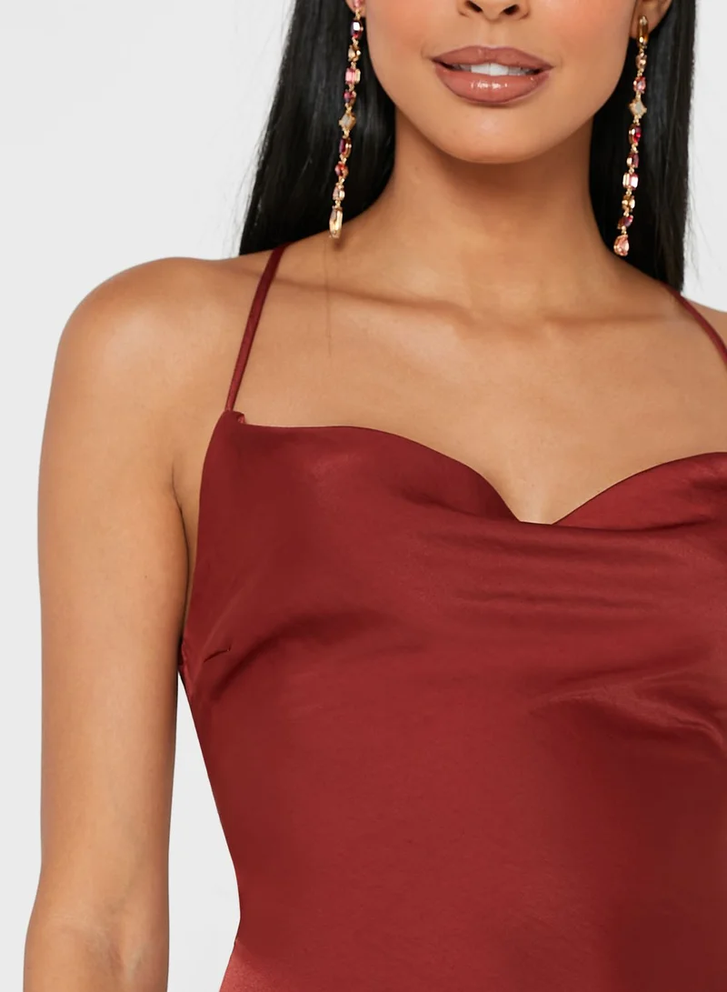 In the style Cross Back Midi Slip Dress