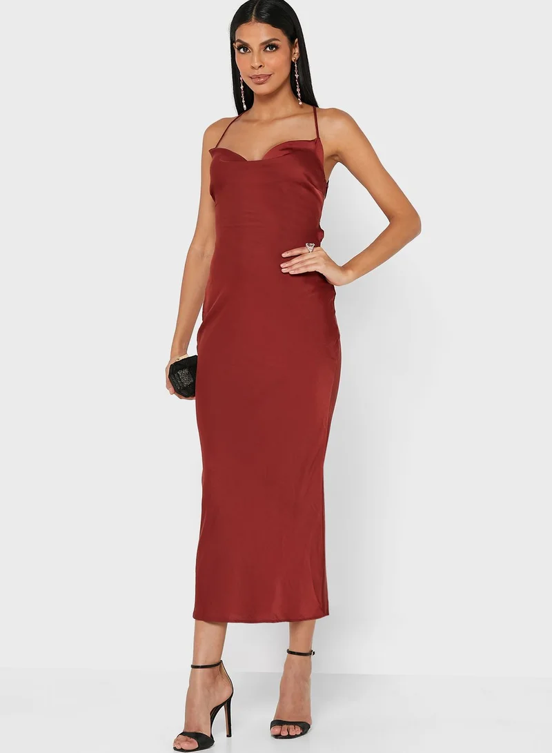 In the style Cross Back Midi Slip Dress