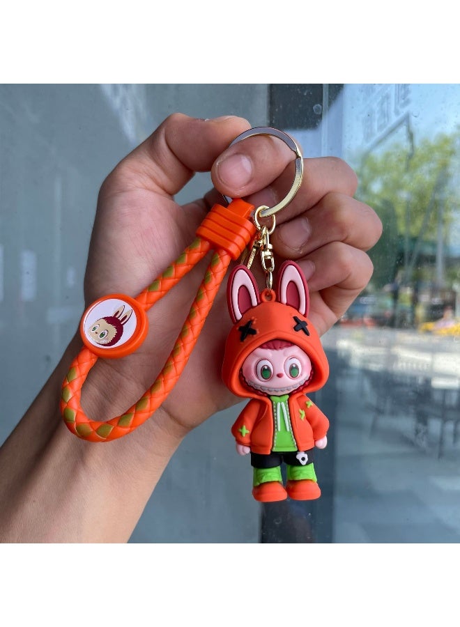 NIBEMINENT Cartoon LABUBU Keychain, 3d Stereoscopic Figurine, Schoolbag Pendant, Car Key Chain Gift  - Image 1