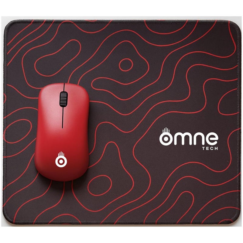 omne TECH Mousepad for Desk | Smooth Waterproof Surface, Anti-Slip Rubber Base, Durable & Comfortable Mouse Pad for Office, Laptop & Computer (red and Black) - Image 1